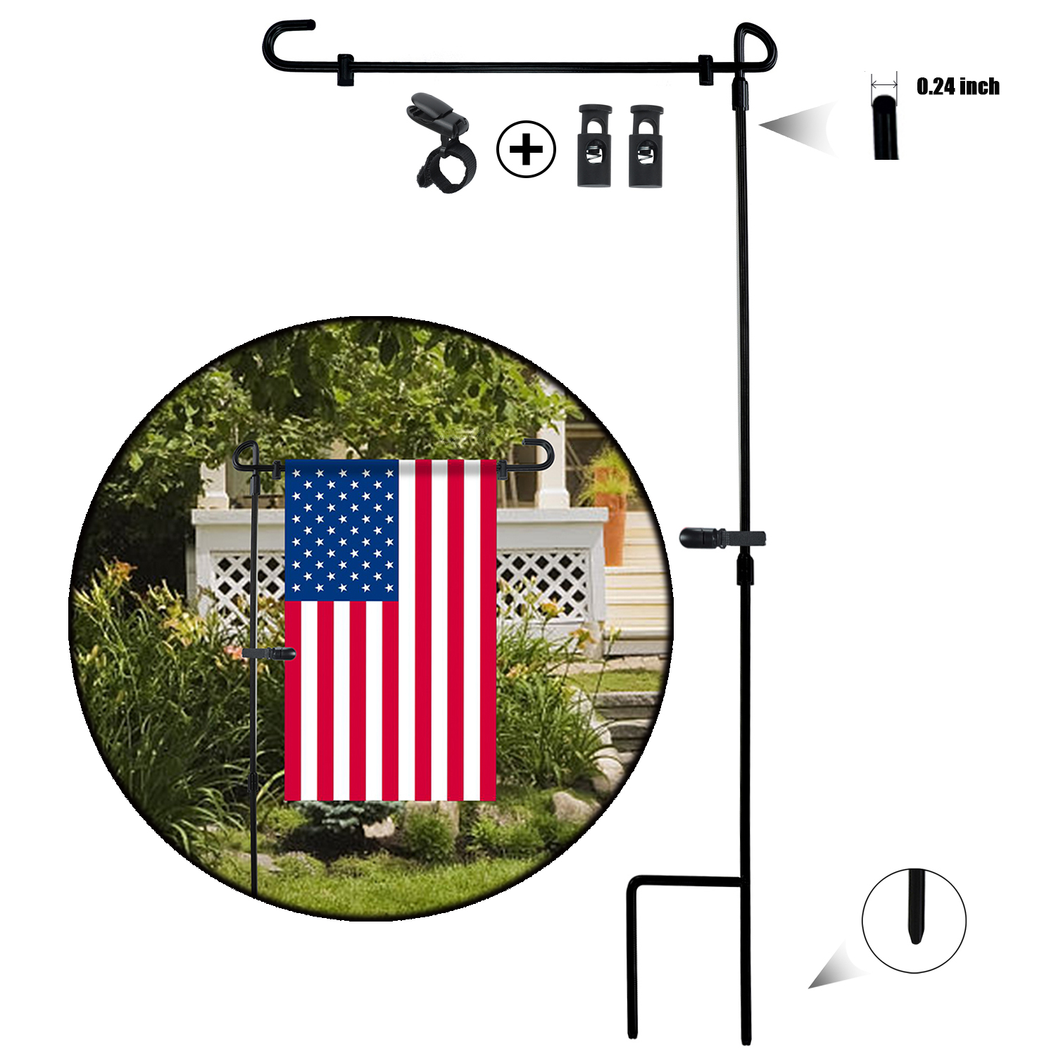 HOOSUN Garden Flag Stand Yard Flag stand Pole Holder 36.2