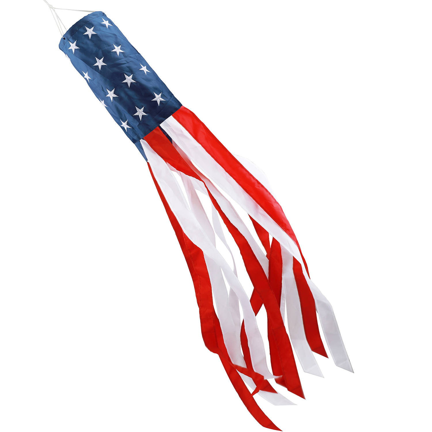 HOOSUN 60 Inch American US Flag Windsock, Outdoor Embroidered Stars & Stripes USA Patriotic Decorations-UV ray- Water Resistant-Fade-Resistant- Tear Resistant