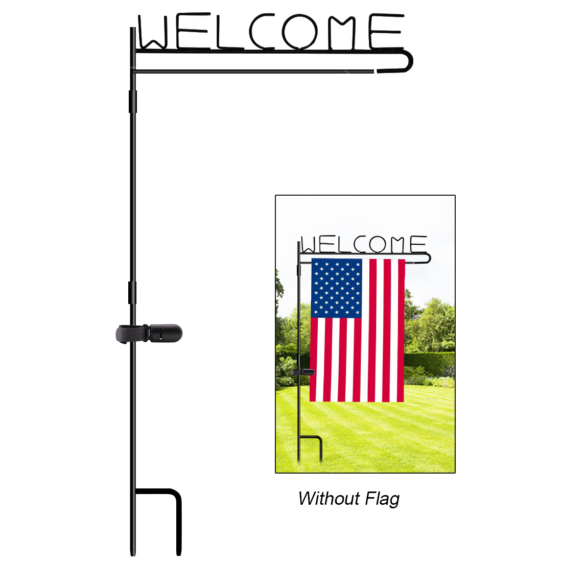 Garden Flag Stand, Premium Welcome Garden Flag Pole outdoor garden flag small, yard iron,outdoor yard banners 37.4