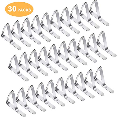 HOOSUN Tablecloth Clips 30 Packs Stainless Steel Picnic Table Cover Clamps for Kitchen Dining Party Outdoor Wedding and Picnics, Table Cloth Holder & Skirt Clips