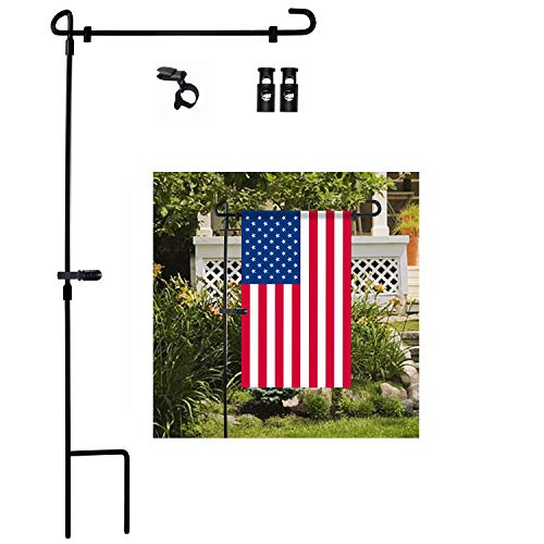 Garden Flag Stand, Premium Garden Flag Pole Holder Metal Wrought Iron Powder-Coated Weather-Proof Paint 36.5