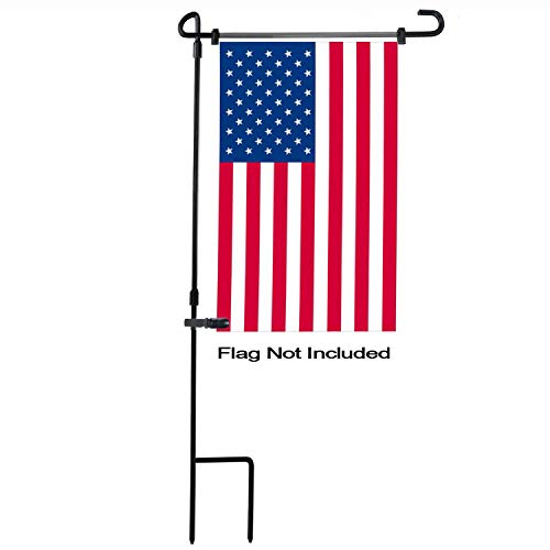 Garden Flag Stand, Premium Garden Flag Pole Holder Metal Wrought Iron Powder-Coated Weather-Proof Paint 36.5