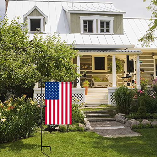 Garden Flag Stand, Premium Garden Flag Pole Holder Metal Wrought Iron Powder-Coated Weather-Proof Paint 36.5